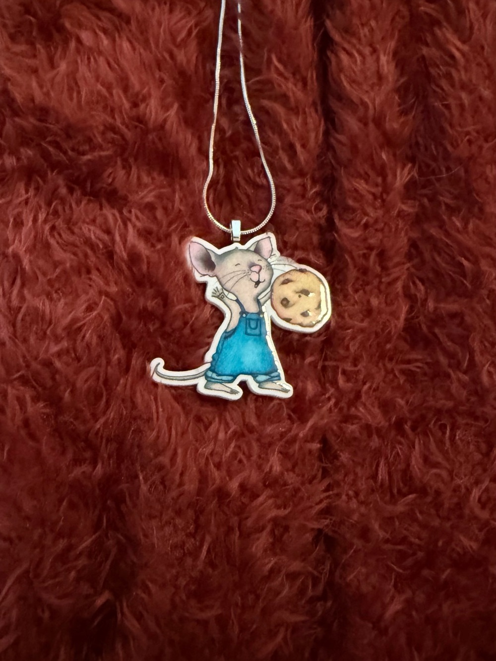 Cute Blue Overalls Mouse Pet Pendant Necklace - Blue